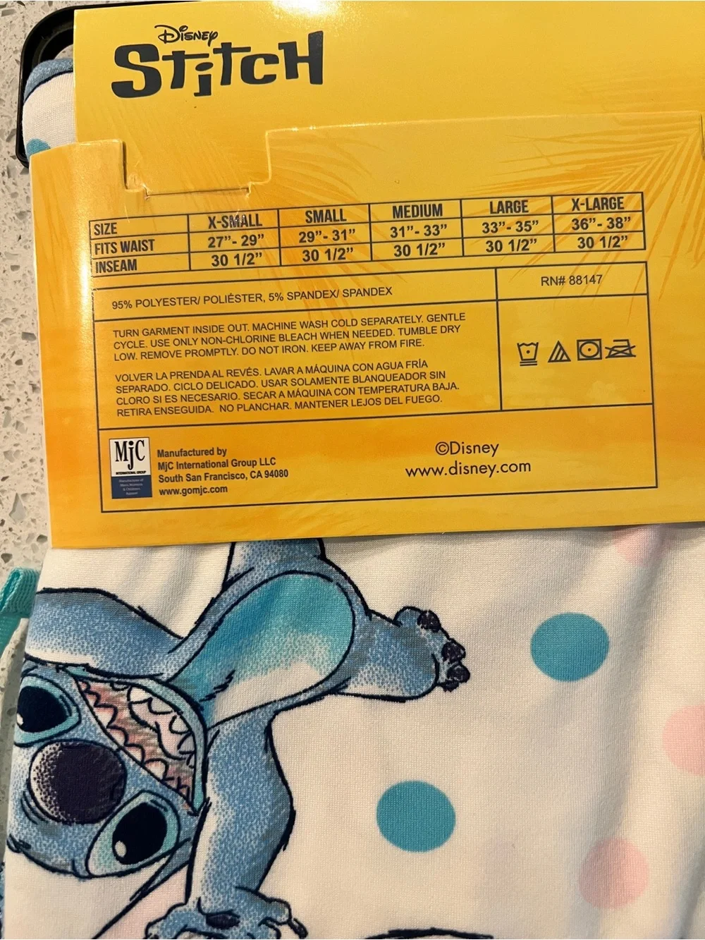 Disney Stitch' White Sleep Pants with Blue Print - X-Large